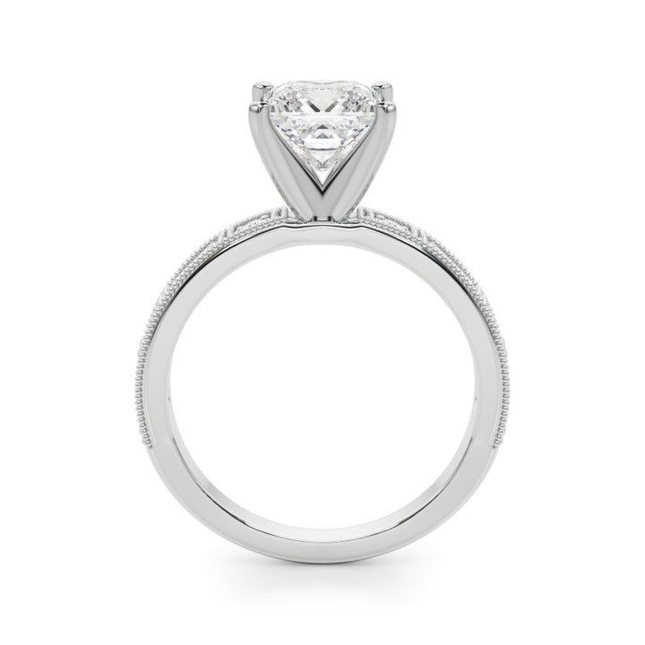 1.00CT 14K Classic Princess Cut Diamond Engagement Ring Accented With Baguette Cut Diamonds