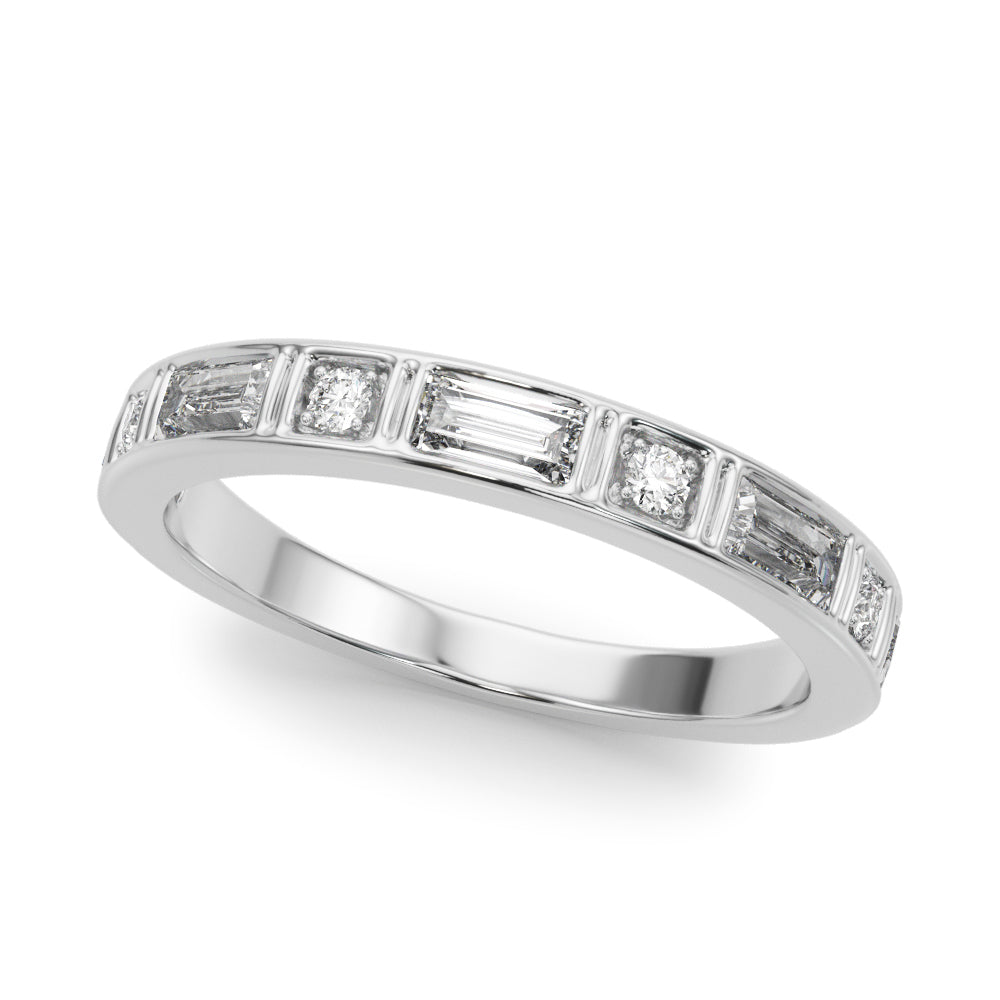 0.66CT Channel Set Fancy Shape Baguette Wedding Ring