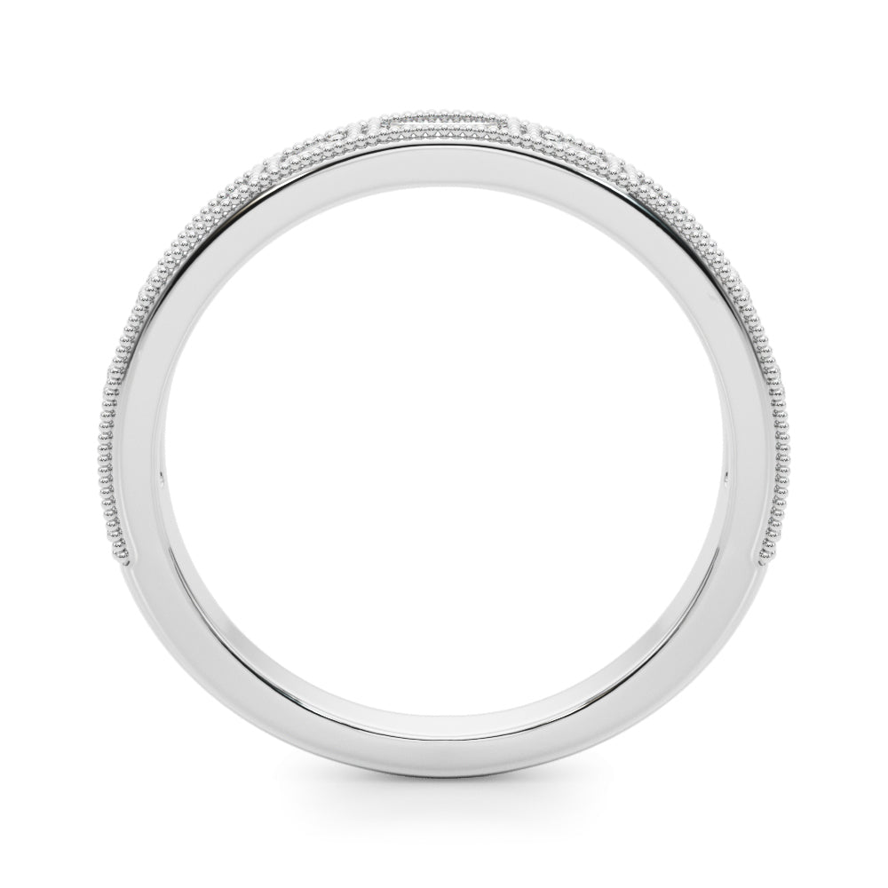 0.63CTW 14K  Gold Baguette And Round Brilliant Cut Diamond Band With A Millgrain Accent