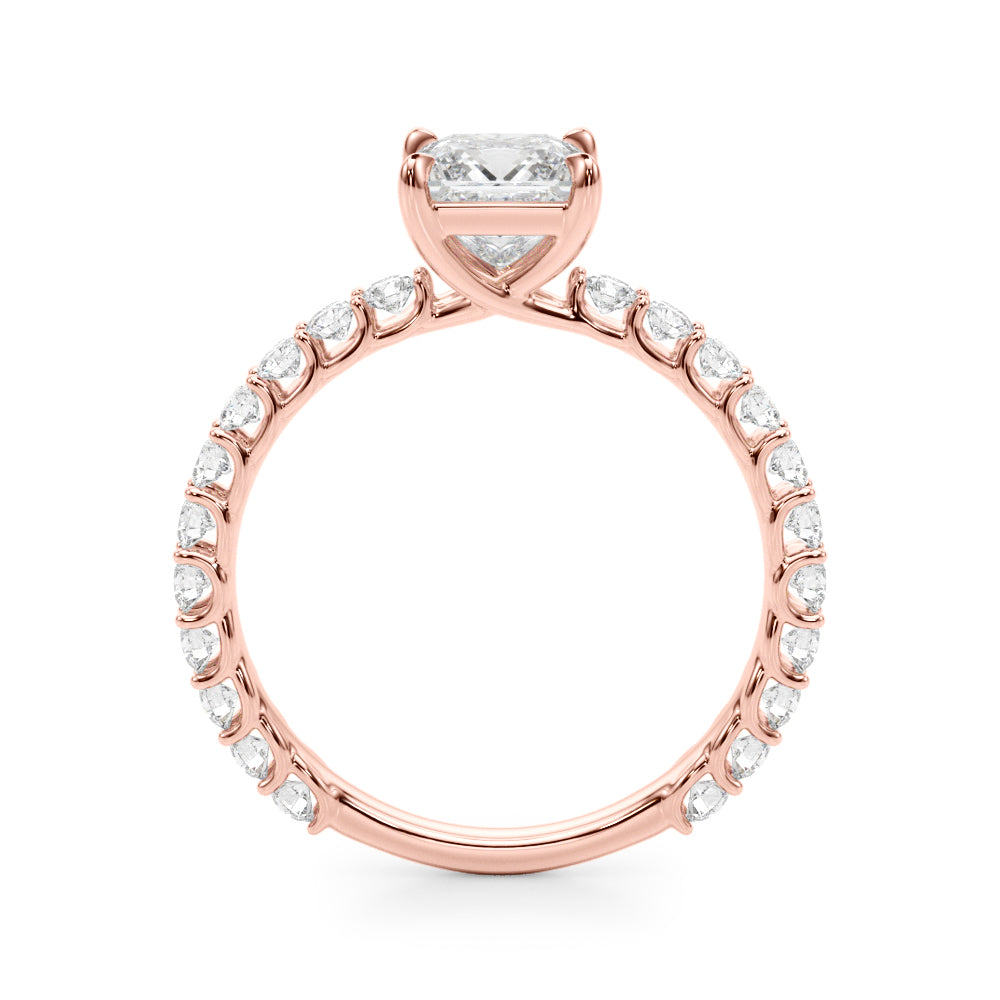 1.00CT 14K Princess Cut Diamond Ring Accented With Round Brilliant Cut Diamonds