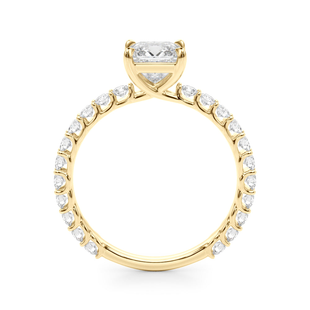 1.00CT 14K Princess Cut Diamond Ring Accented With Round Brilliant Cut Diamonds