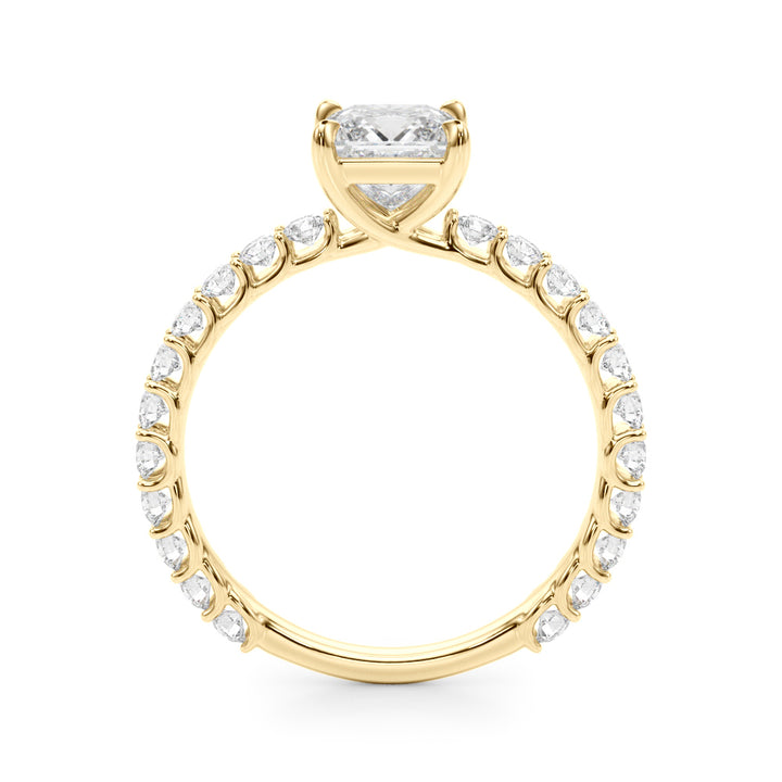 1.00CT 14K Princess Cut Diamond Ring Accented With Round Brilliant Cut Diamonds