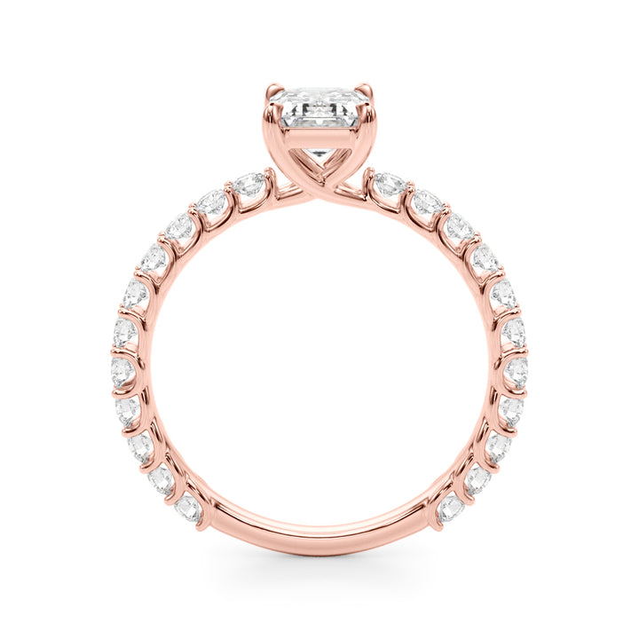 1.00CT 14K  Emerald Cut Diamond Ring Accented With Round Brilliant Cut Diamonds - View 2