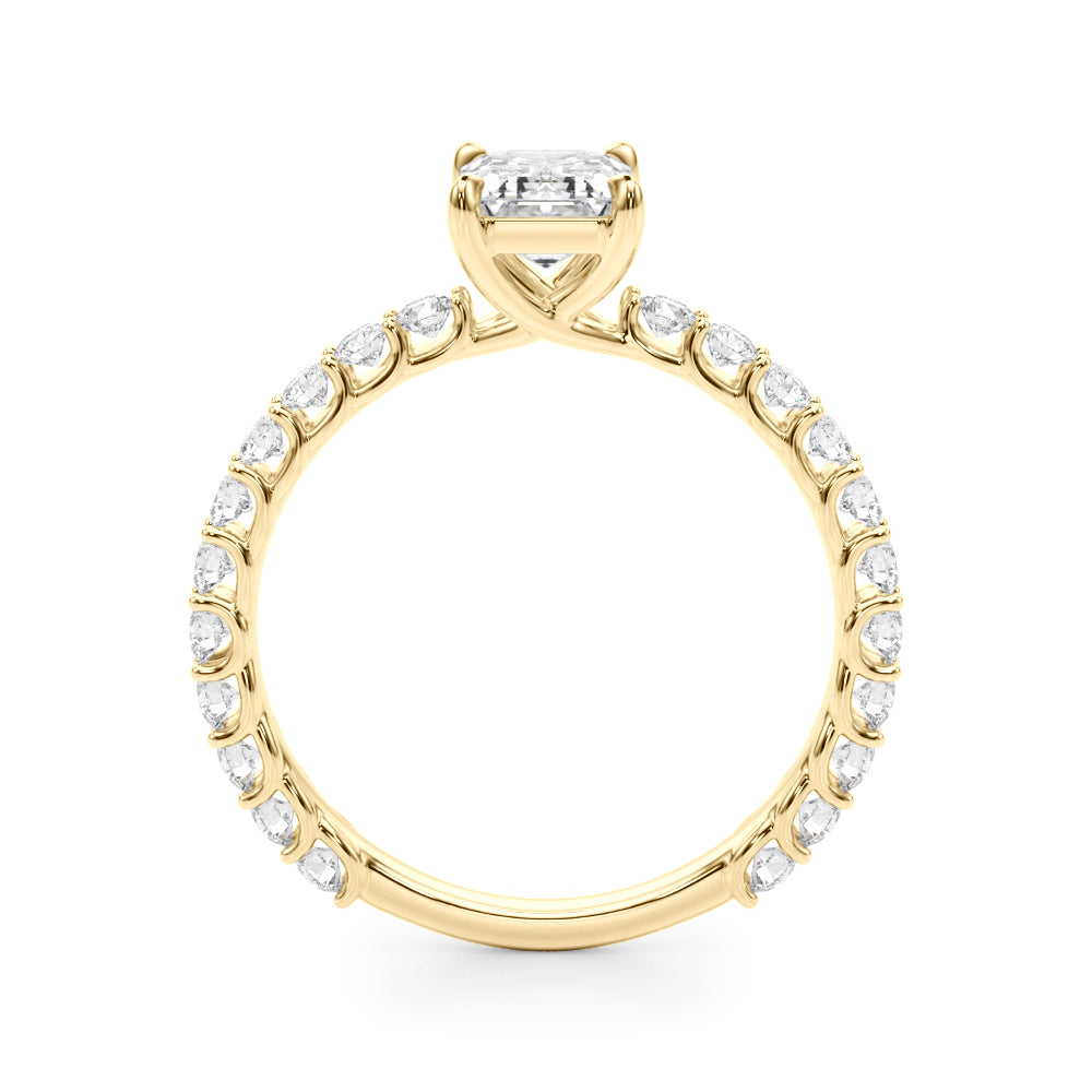 1.00CT 14K  Emerald Cut Diamond Ring Accented With Round Brilliant Cut Diamonds - View 4