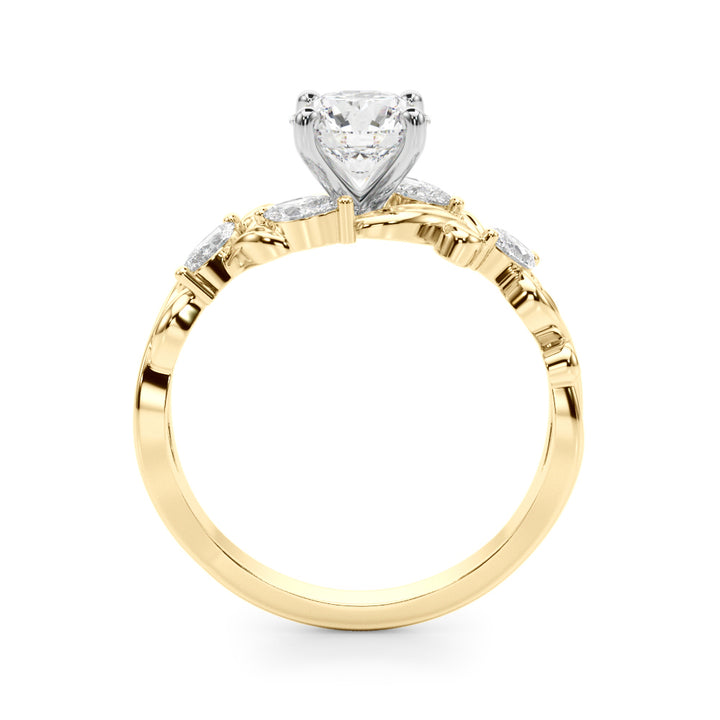 1.00CT 14K  Round Cut Diamond Engagement Ring Accented With Marquise Sidestones - View 3