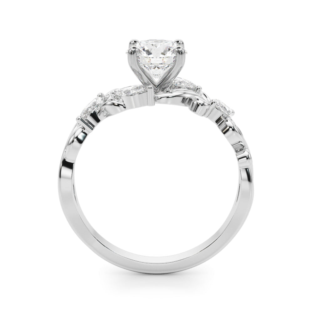 1.00CT 14K  Round Cut Diamond Engagement Ring Accented With Marquise Sidestones - View 1