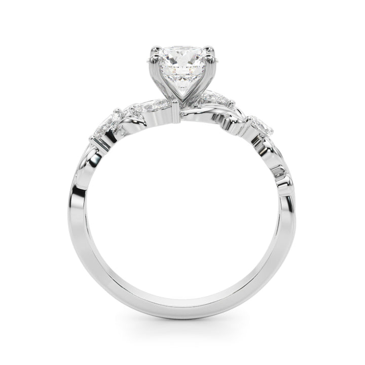 1.00CT 14K  Round Cut Diamond Engagement Ring Accented With Marquise Sidestones - View 1