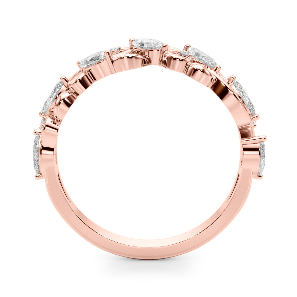 0.50CTW 14K  Gold Scroll Design Band With Marquise and Round Diamonds