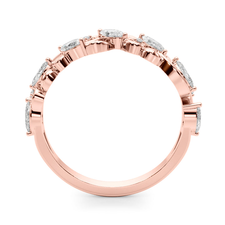 0.50CTW 14K  Gold Scroll Design Band With Marquise and Round Diamonds