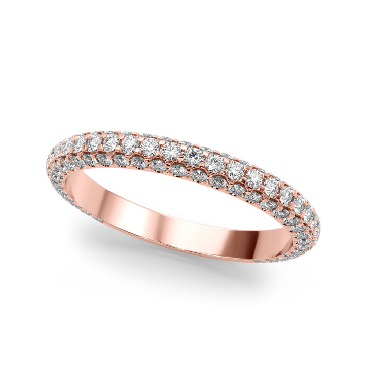 0.84CTW 14K  Gold Pave Design Multi Row Diamond Band