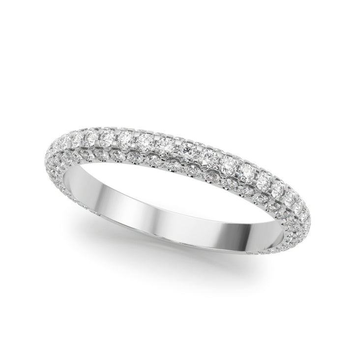 0.84CTW 14K  Gold Pave Design Multi Row Diamond Band