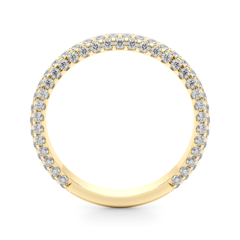0.84CTW 14K  Gold Pave Design Multi Row Diamond Band