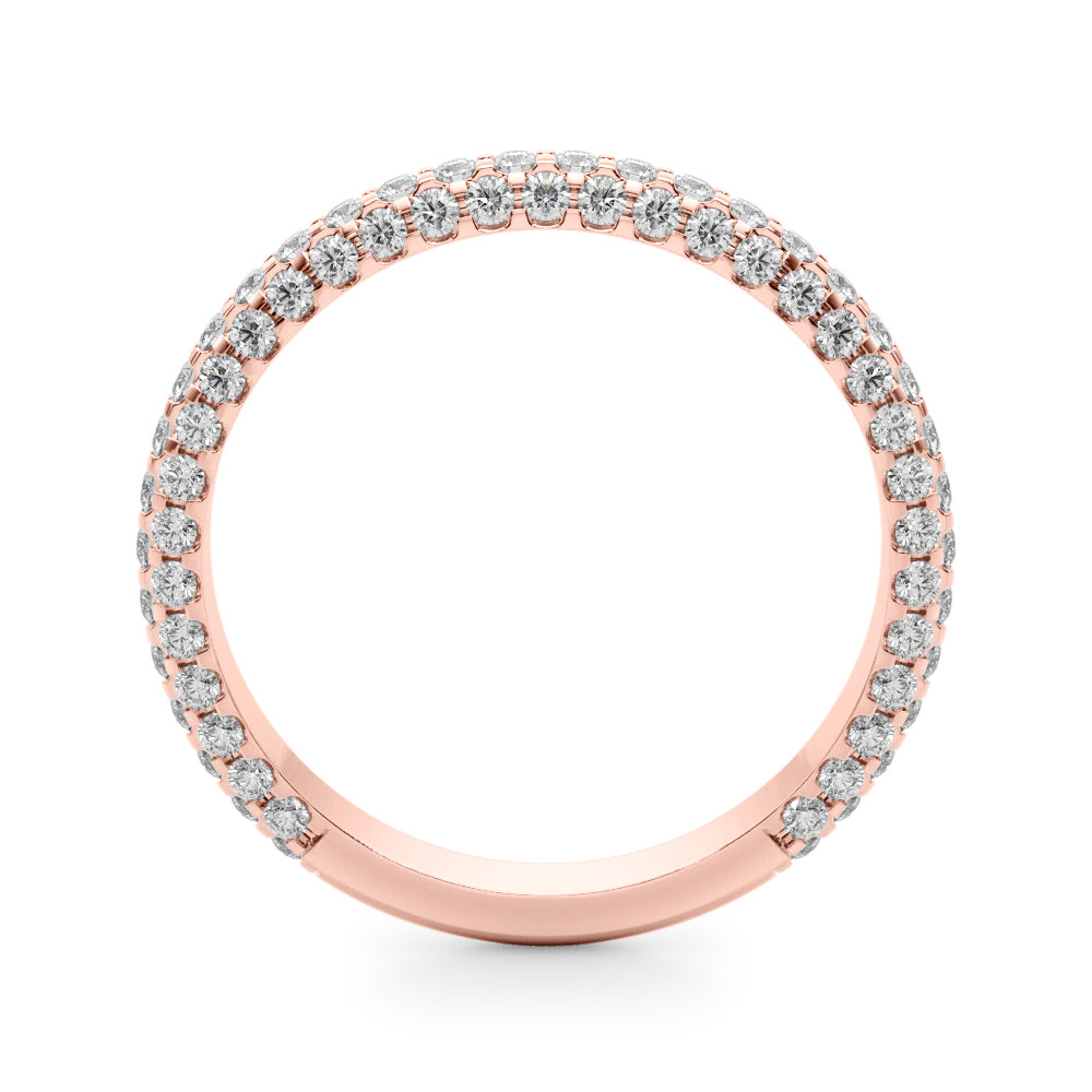 0.84CTW 14K  Gold Pave Design Multi Row Diamond Band