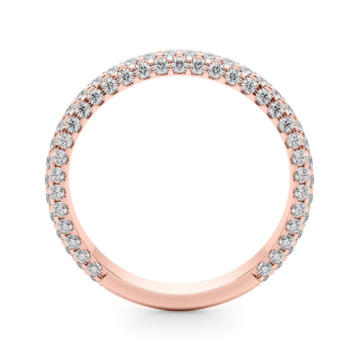 0.84CTW 14K  Gold Pave Design Multi Row Diamond Band