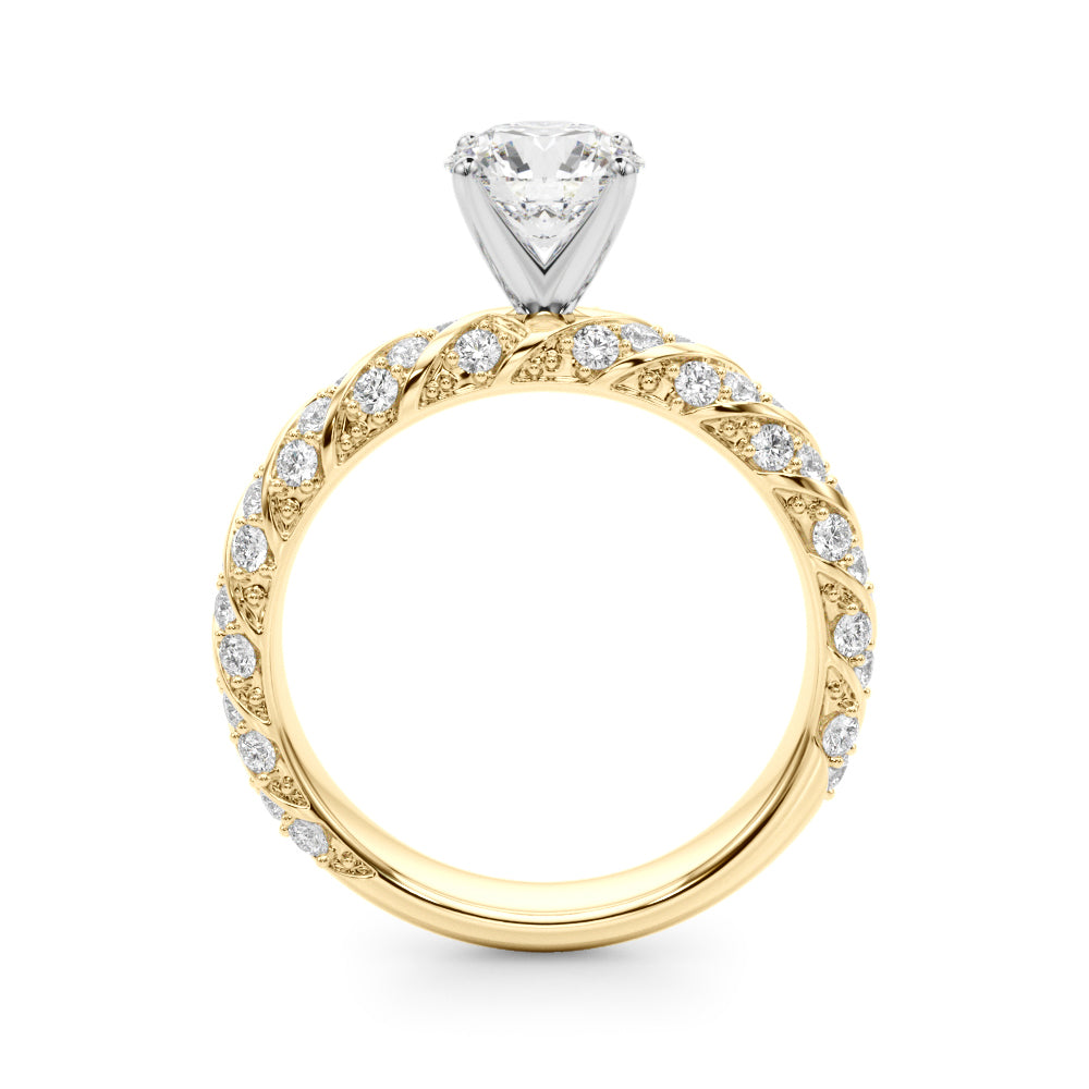 1.00CT 14K  Twisted Design Shank Diamond Ring - View 3