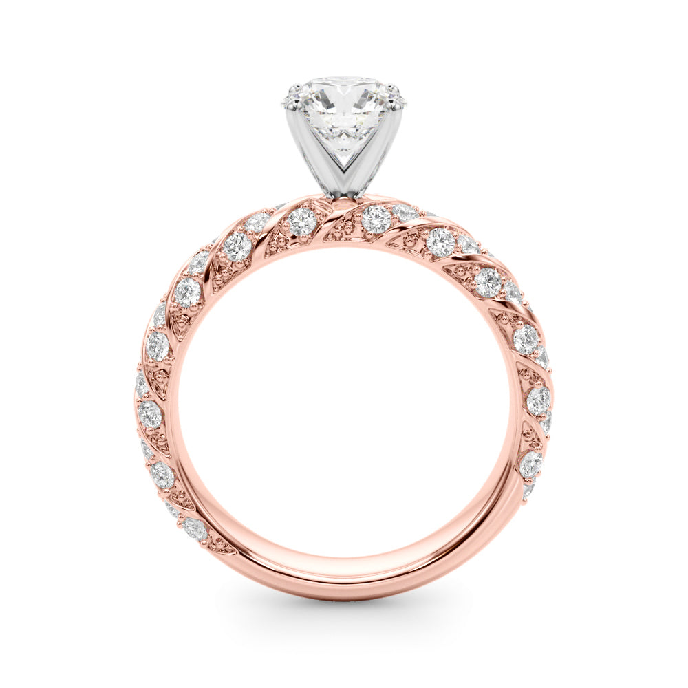 1.00CT 14K  Twisted Design Shank Diamond Ring - View 5