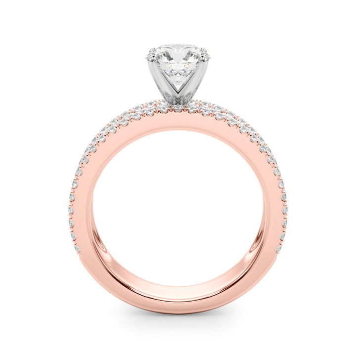 1.00CT 14K  Round Brilliant Diamond 3 Row Ring Design Accented With Baguette and Round Cut Diamonds - View 5