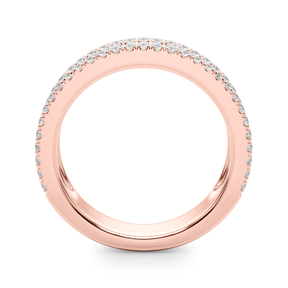 1.00CTW 14K  Gold Multi Row Diamond Band With Baguette and Round Brilliant Cut Diamonds