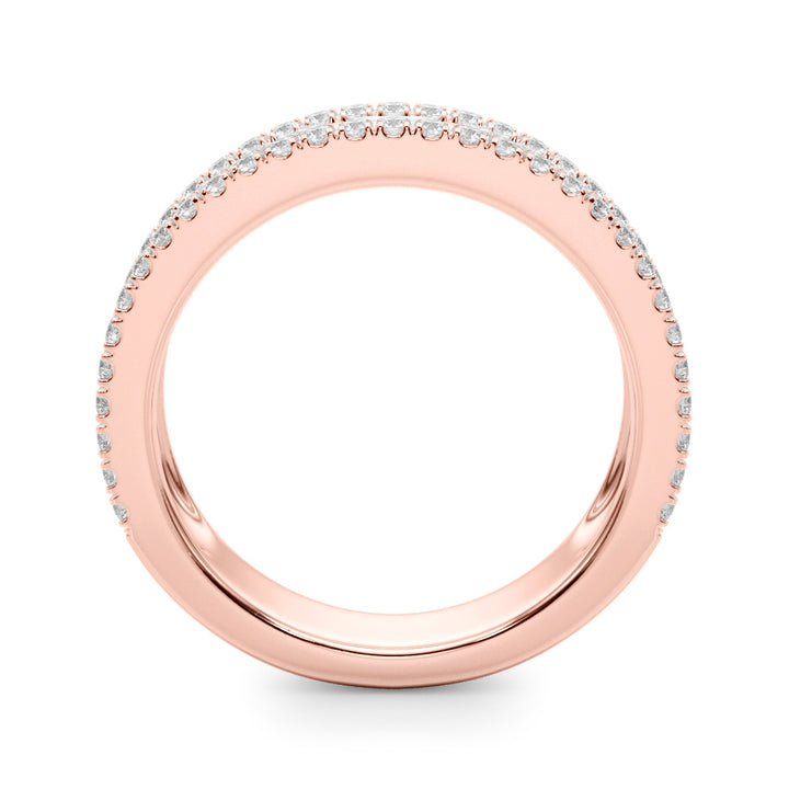 1.00CTW 14K  Gold Multi Row Diamond Band With Baguette and Round Brilliant Cut Diamonds