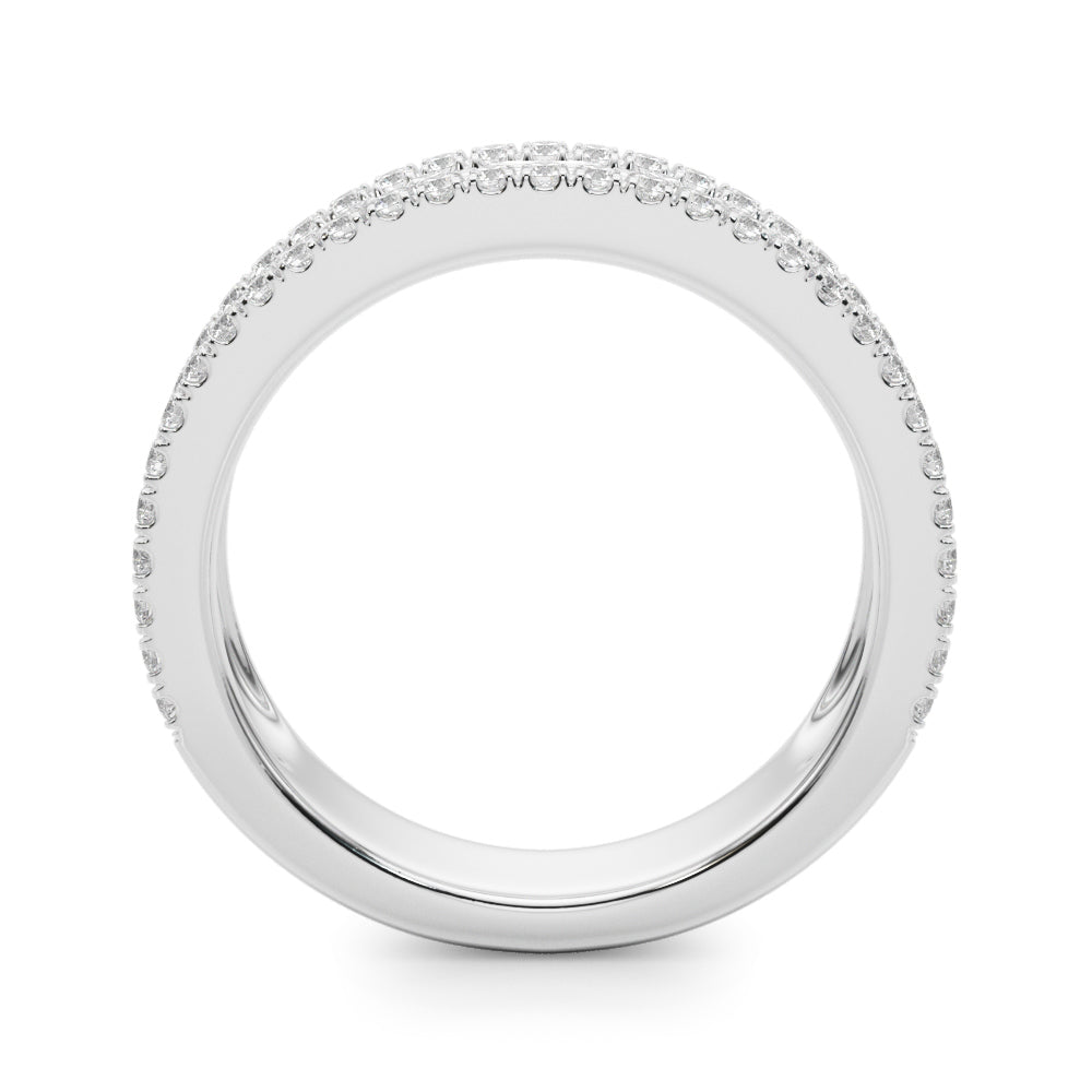 1.00CTW 14K  Gold Multi Row Diamond Band With Baguette and Round Brilliant Cut Diamonds