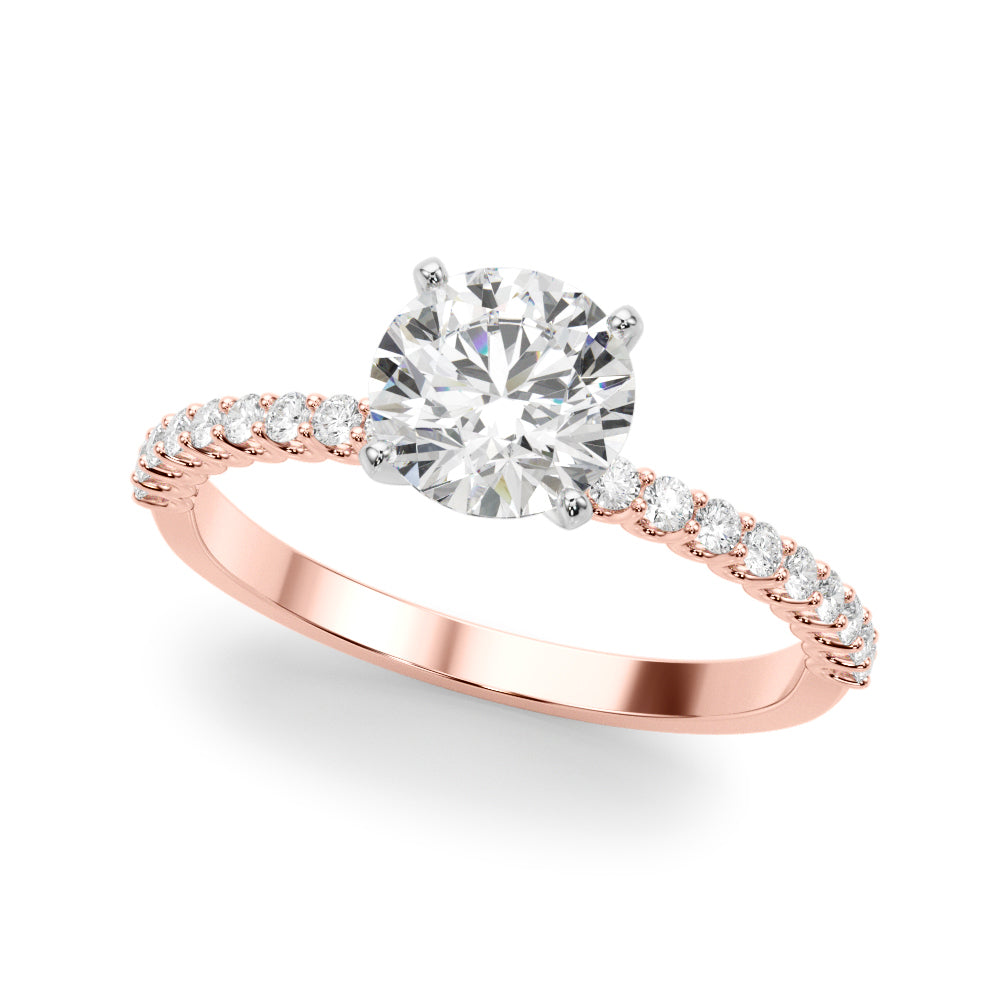 1.00CT 14K  Round Brilliant Cut Diamond With Side Diamonds - View 4