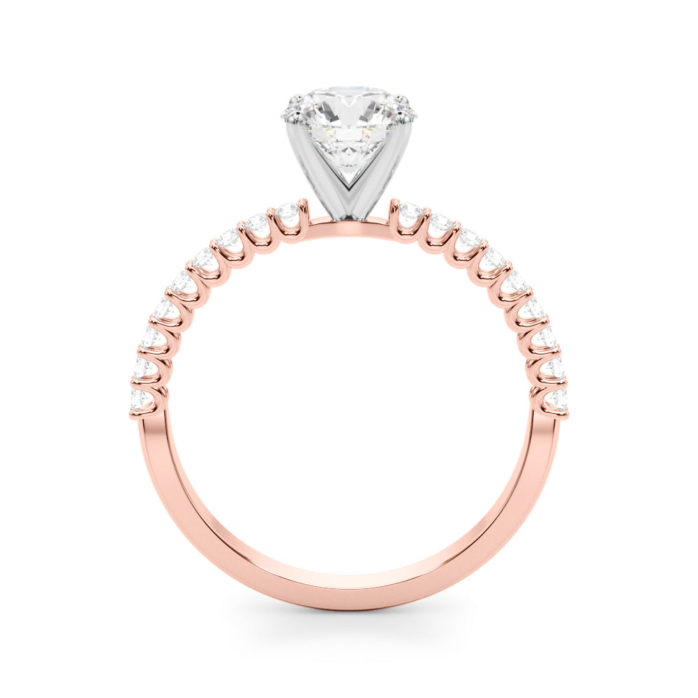 1.00CT 14K  Round Brilliant Cut Diamond With Side Diamonds - View 5