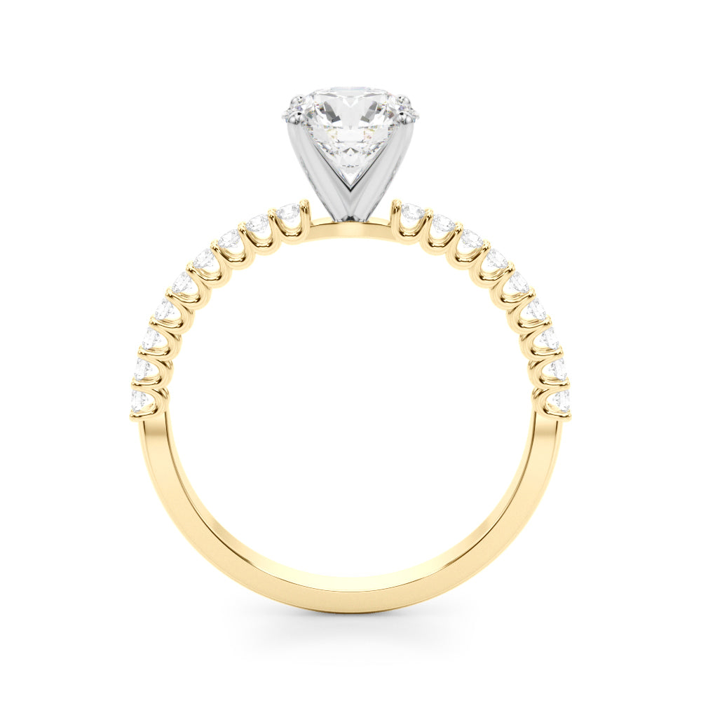 1.00CT 14K  Round Brilliant Cut Diamond With Side Diamonds - View 3