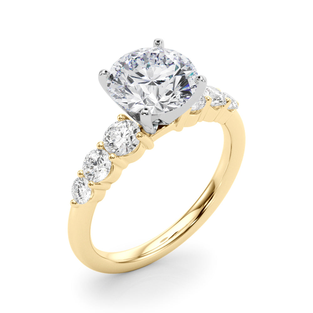 2.00CT 14K  Round Brilliant Design with Graduated Accenting Side-diamonds - View 2