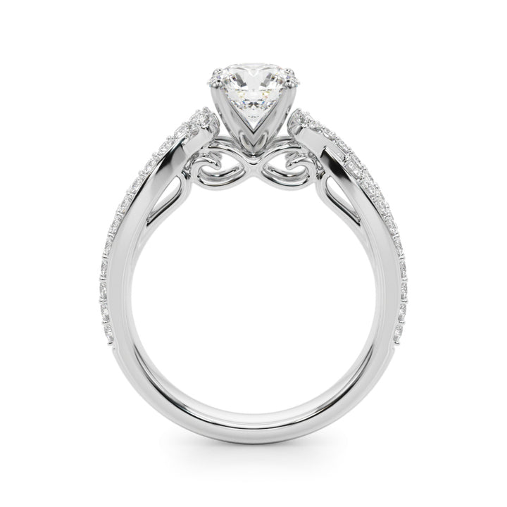 1.00CT Round Brilliant Cut Diamond Ring With a Double Row of Diamonds On The Shoulders