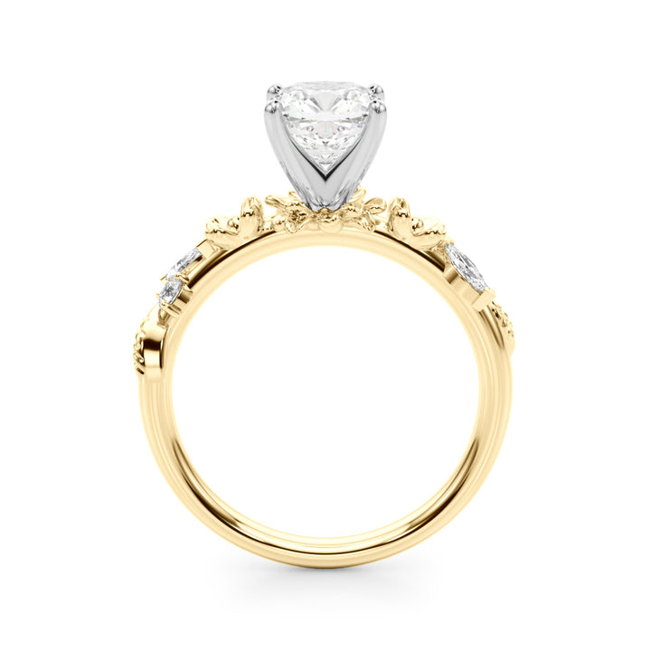 1.00CT 14K Cushion Cut Floral Accent Engagement Ring - View 4