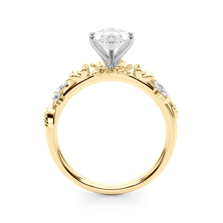 1.00CT 14K Marquise Cut Floral Accent Engagement Ring - View 7
