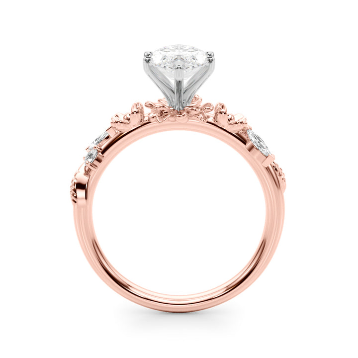 1.00CT 14K Marquise Cut Floral Accent Engagement Ring - View 4