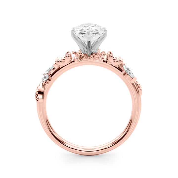 1.00CT 14K Pear Cut Floral Accent Engagement Ring - View 4