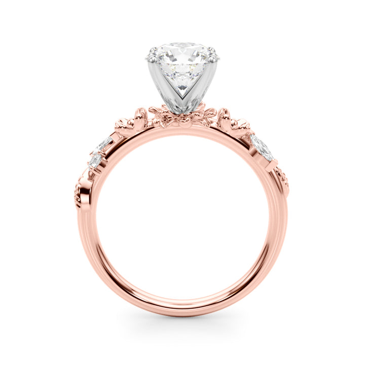 1.00CT 14K Round Floral Accent Engagement Ring