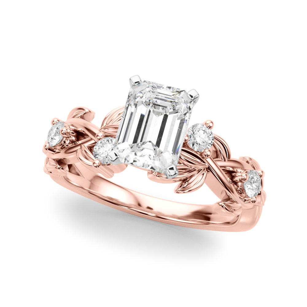 1.00CT 14K Emerald Cut Butterfly Cluster Diamond Ring - View 6