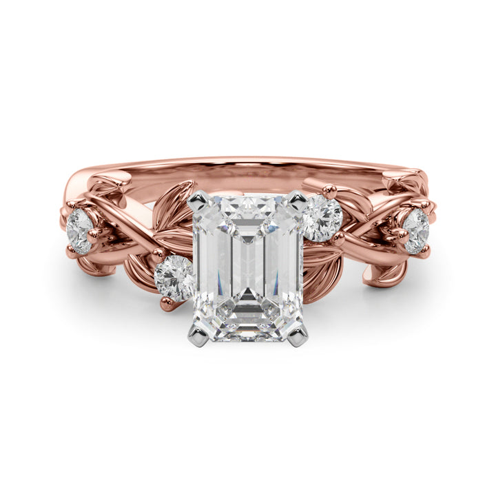 1.00CT 14K Emerald Cut Butterfly Cluster Diamond Ring - View 8