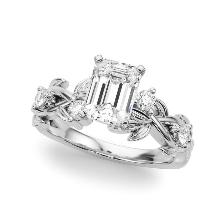 1.00CT 14K Emerald Cut Butterfly Cluster Diamond Ring