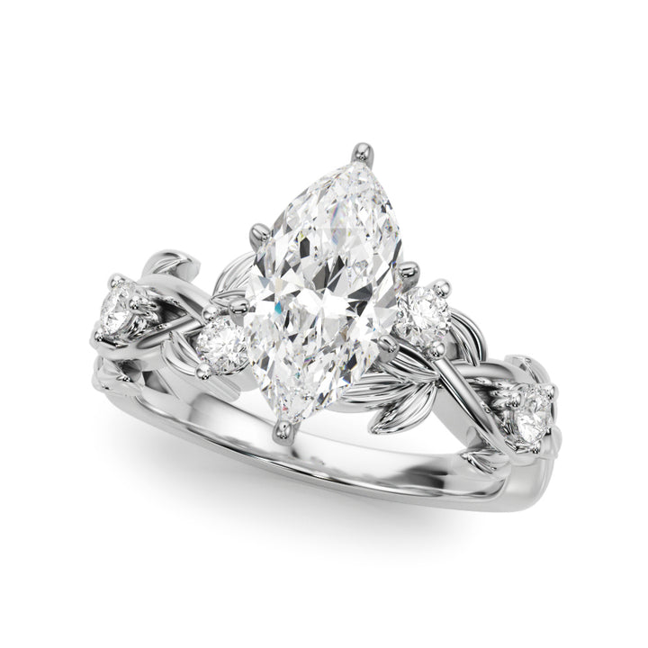 1.00CT 14K Marquise Cut Butterfly Cluster Diamond Ring