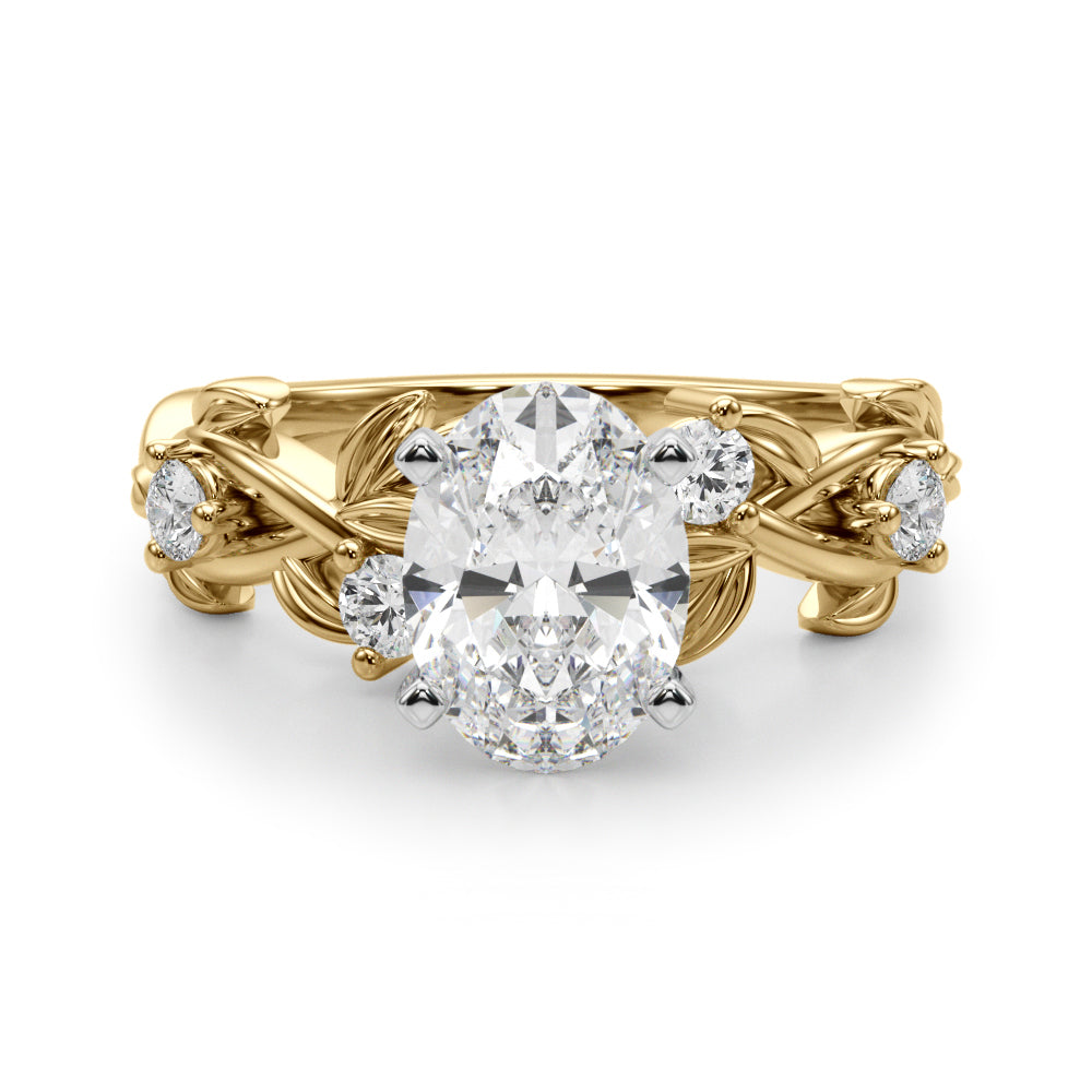 1.00CT 14K Oval Cut Butterfly Cluster Diamond Ring - View 5