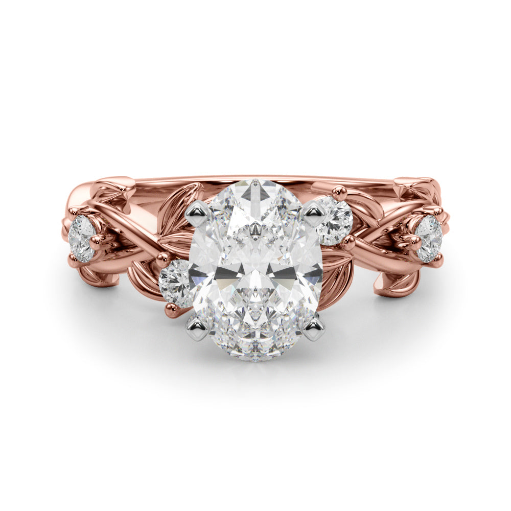 1.00CT 14K Oval Cut Butterfly Cluster Diamond Ring - View 8