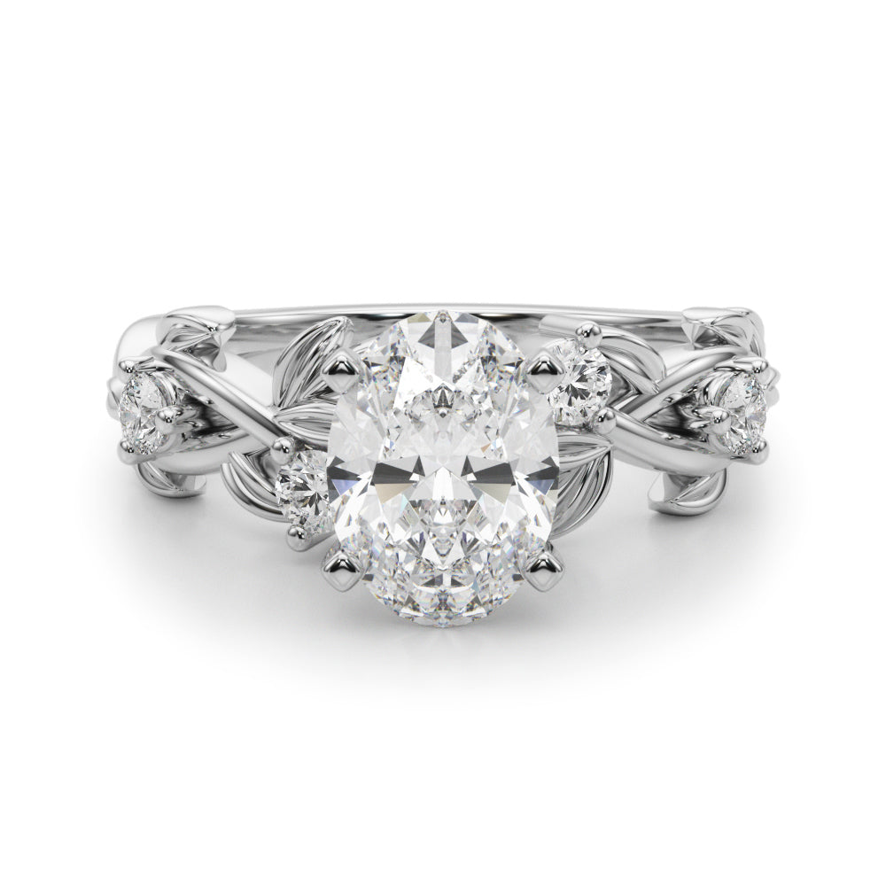 1.00CT 14K Oval Cut Butterfly Cluster Diamond Ring - View 2