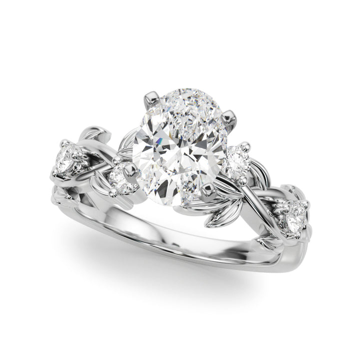 1.00CT 14K Oval Cut Butterfly Cluster Diamond Ring