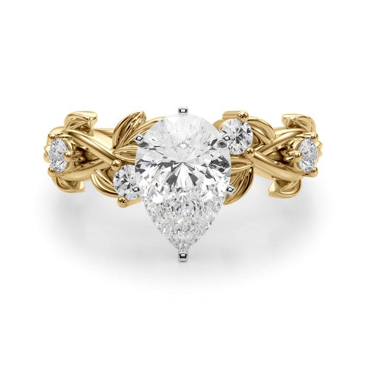 1.00CT 14K Pear Cut Butterfly Cluster Diamond Ring - View 8