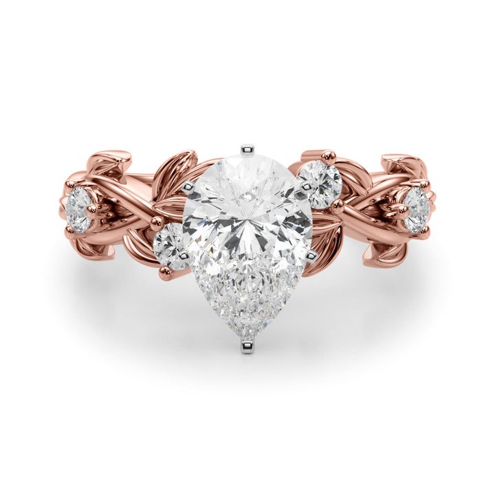 1.00CT 14K Pear Cut Butterfly Cluster Diamond Ring - View 5