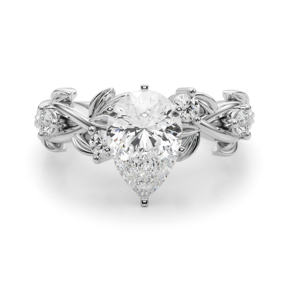 1.00CT 14K Pear Cut Butterfly Cluster Diamond Ring - View 2