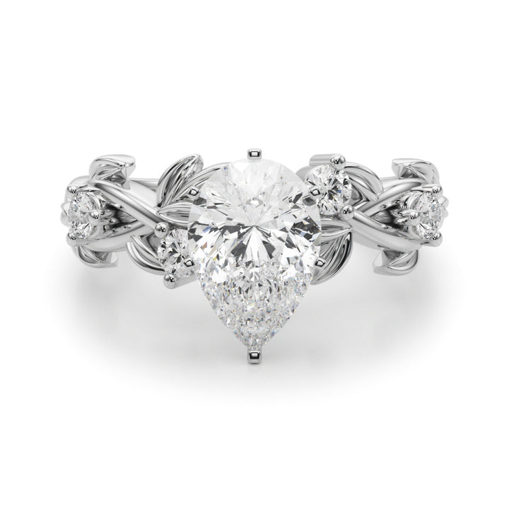 1.00CT 14K Pear Cut Butterfly Cluster Diamond Ring - View 2