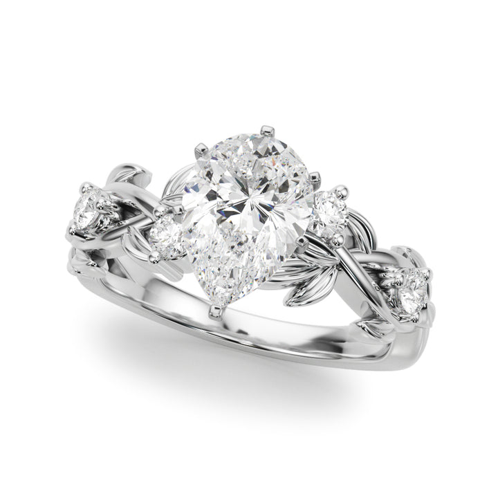 1.00CT 14K Pear Cut Butterfly Cluster Diamond Ring