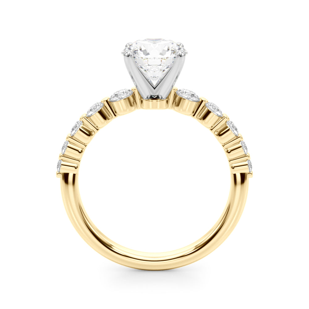 1.00CT 14K  Round Brilliant Cut Diamond Ring With Additional Side Diamonds - View 3