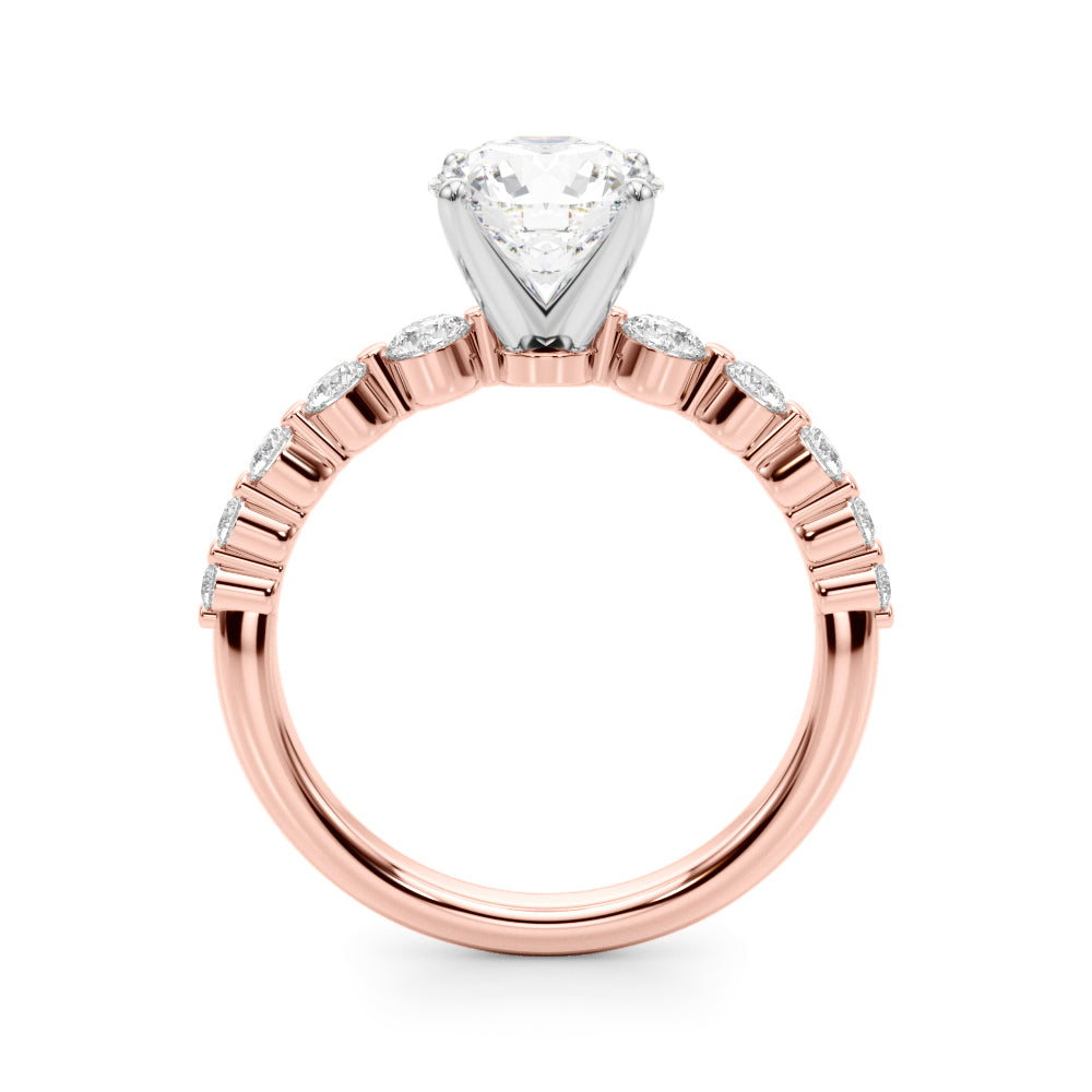 1.00CT 14K  Round Brilliant Cut Diamond Ring With Additional Side Diamonds - View 5