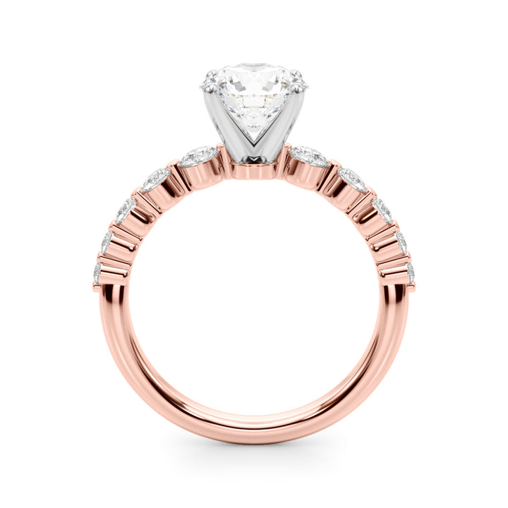 1.00CT 14K  Round Brilliant Cut Diamond Ring With Additional Side Diamonds - View 5